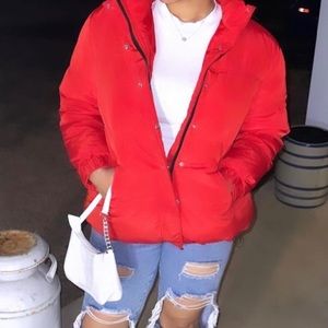 Red H&M puffer